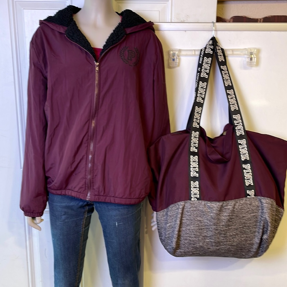 VS PINK Sherpa jacket & large bag